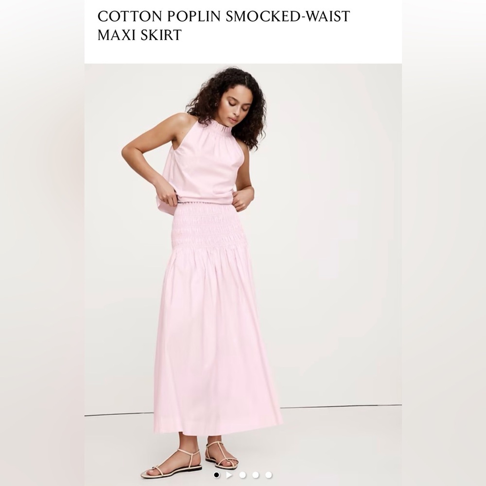 Banana Republic Cotton Poplin Smocked-Waist Maxi Skirt in Lilac Sea Size S NWT